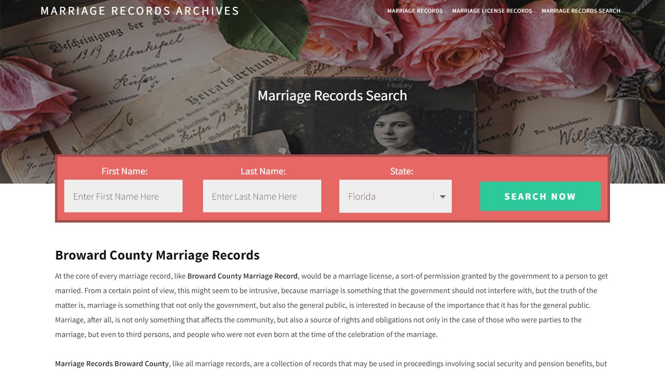 Broward County Marriage Records | Enter Name and Search